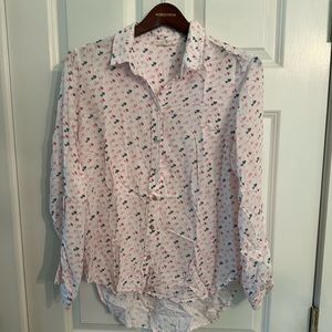 Jane & Delancey Pink Heart Oversized Button Blouse
